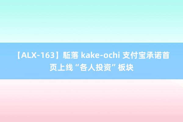 【ALX-163】駈落 kake-ochi 支付宝承诺首页上线“各人投资”板块