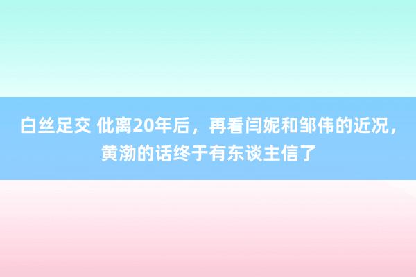 白丝足交 仳离20年后，再看闫妮和邹伟的近况，黄渤的话终于有东谈主信了