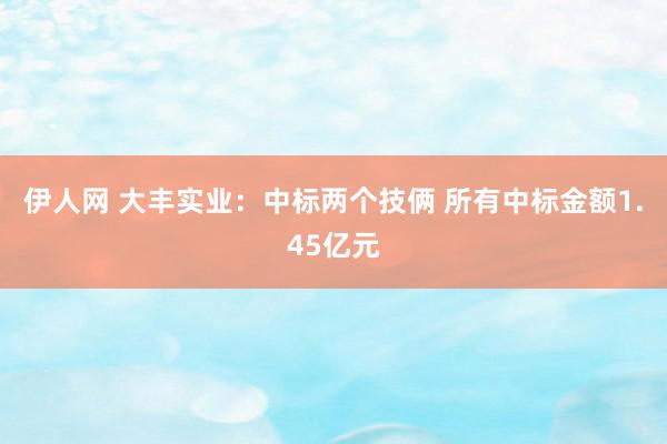 伊人网 大丰实业：中标两个技俩 所有中标金额1.45亿元