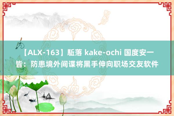 【ALX-163】駈落 kake-ochi 国度安一皆：防患境外间谍将黑手伸向职场交友软件